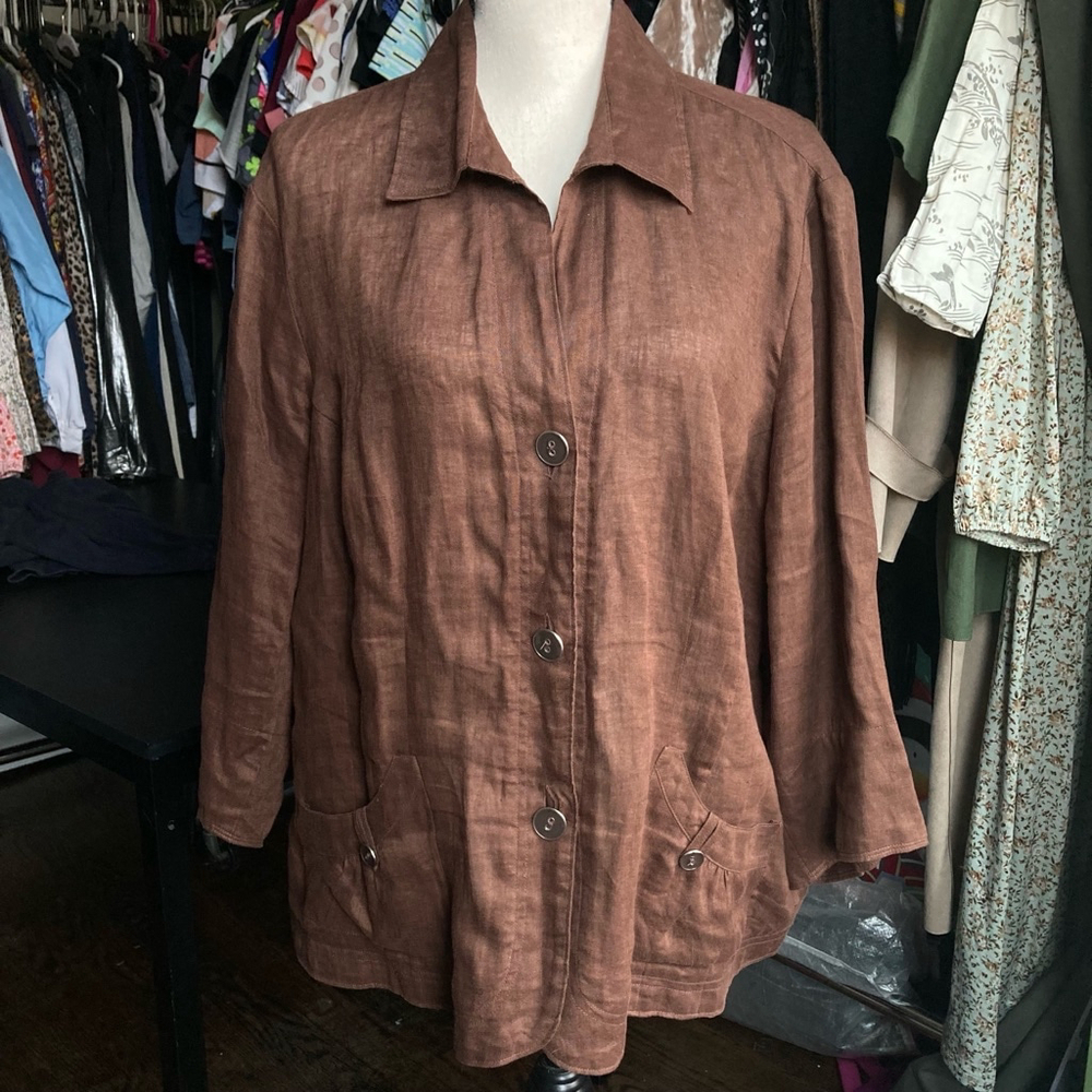 Women's Coldwater Creek Short Sleeve jacket Size 20, Brown